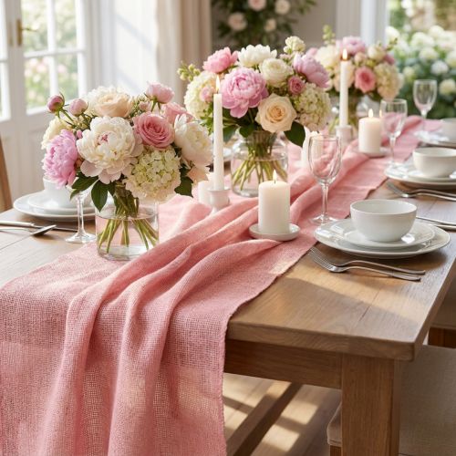 Article Tissu en Jute Rose 50 cm x 9,1 m – Décoration de Table