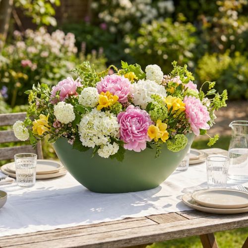 Coupe verte en plastique effet marbré 55,5 x 14,5 x 17,5 cm | Floristik24.fr