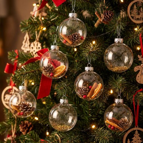 Boules de Noël en verre transparent Ø4cm – Lot de 24 | Floristik24.fr