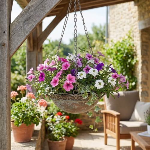 Article Coupe suspendue en métal marron et blanc Ø24,5/28 cm - Lot de 2