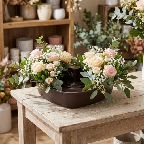 Cœur décoratif pour compositions florales marron en plastique 35 x 35 cm | Floristik24.fr