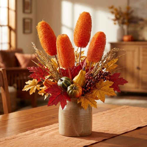Luffa décorative orange sur tige – Lot de 25 | Floristik24.fr
