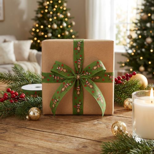 Ruban de Noël renne ruban de Noël vert 25mm 20m | Floristik24.fr