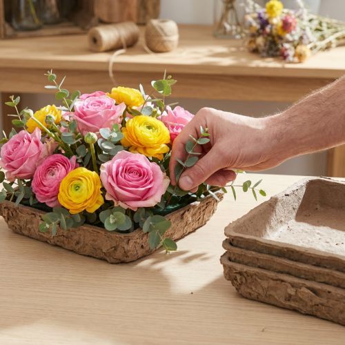 Base en papier recyclé pour mousse florale 13x13x2 cm - Lot de 12 | Floristik24.fr
