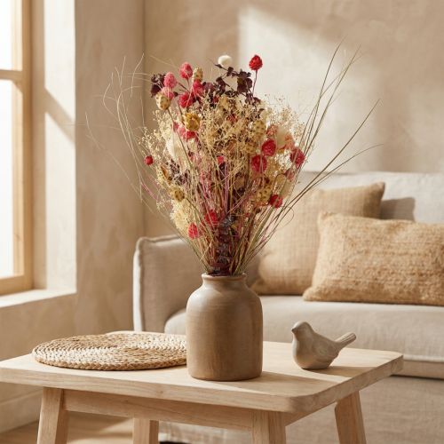 Bouquet de fleurs séchées naturelles rouges et beige, style bohème, 150 g | Floristik24.fr