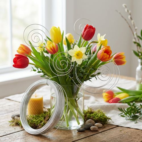 Fil décoratif en aluminium crème 2 mm x 12 m pour créations et décorations | Floristik24.fr