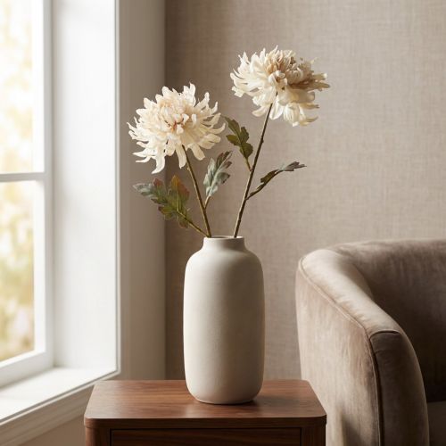 Chrysanthèmes Artificiels Crème 72 cm - Lot de 2 | Floristik24.fr