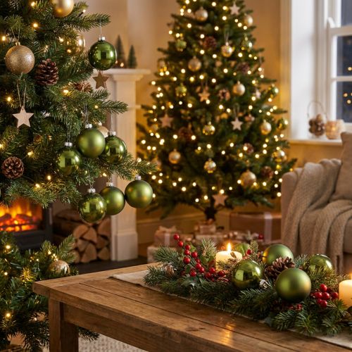 Boules de Noël en verre vert mix Ø6cm 24 pcs | Floristik24.fr