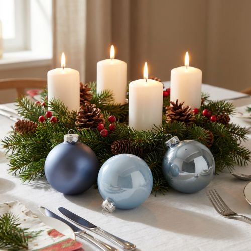 Article Lot de 12 Boules de Noël en Verre Bleu et Argent 7,5 cm - Mat et Brillant