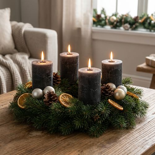 Bougies cylindriques teintées dans la masse anthracite 70x100mm – Lot de 4 | Floristik24.fr
