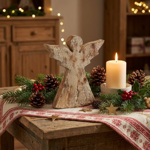 Décoration ange de Noël en bois de manguier 20×18×2,5 cm | Floristik24.fr