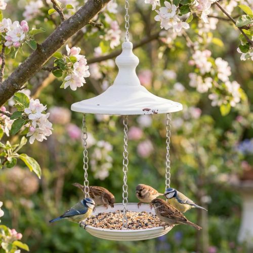 Suspension déco style shabby chic en métal blanc Ø20cm | Floristik24.fr
