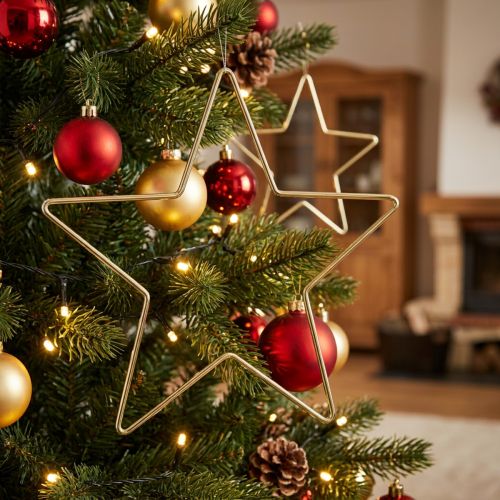 Décoration Etoiles en Métal Doré à Suspendre 20 cm – Lot de 6 | Floristik24.fr