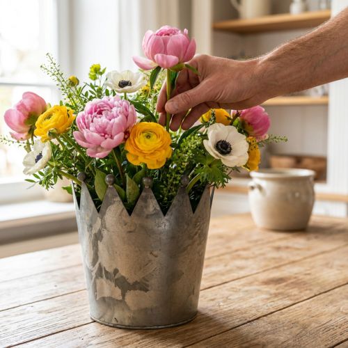 Couronne décorative métal gris antique Ø17,5 cm H17,5 cm | Floristik24.fr