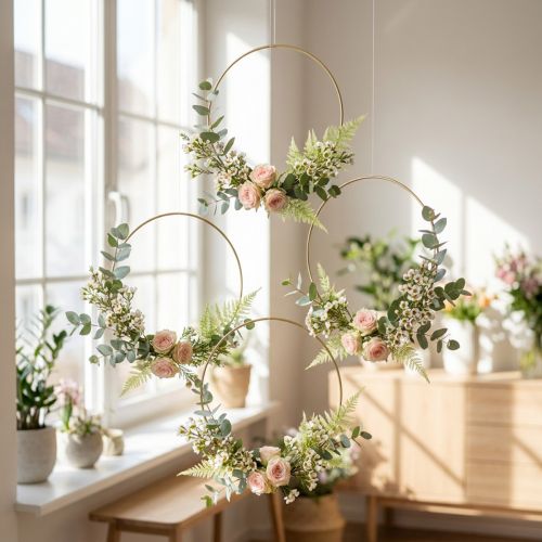 Lot de 6 anneaux décoratifs en métal doré Ø20,5 cm | Floristik24.fr