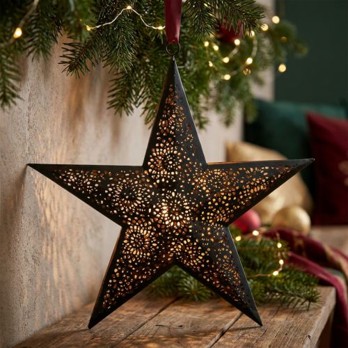 Étoile de Noël en métal, noir et cuivre, H 25,5 cm | Floristik24.fr