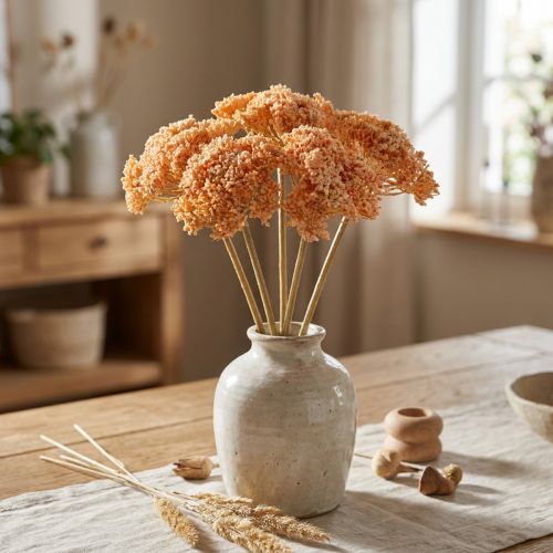 Fleurs artificielles Achillée orange 50 cm – Lot de 5 | Floristik24.fr