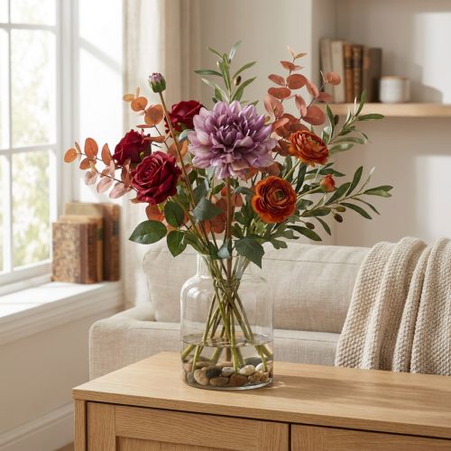 Dahlia artificielle en soie avec bouton, lilas, 57 cm | Floristik24.fr