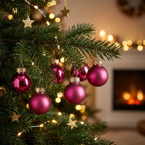 Mini boules de Noël en verre rose Ø2,5 cm - Lot de 22 | Floristik24.fr