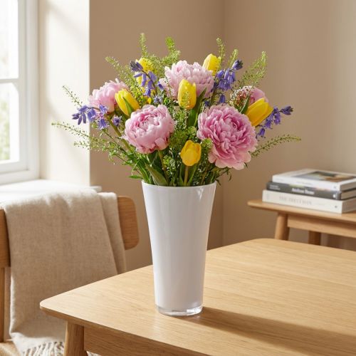 Vase blanc en plastique Ø13,5cm H20,5cm | Floristik24.fr