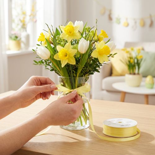 Article Ruban décoratif en polyester jaune clair 10mm 50m