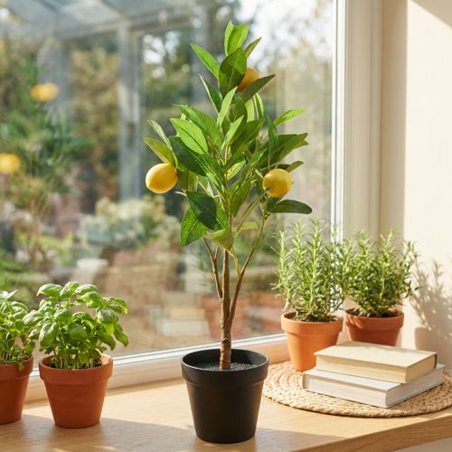 Citronnier artificiel décoratif en pot – H58cm | Floristik24.fr
