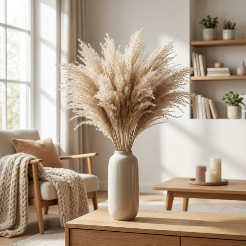 Herbe de la pampa séchée Miscanthus naturel 75 cm - Lot de 100 | Floristik24.fr
