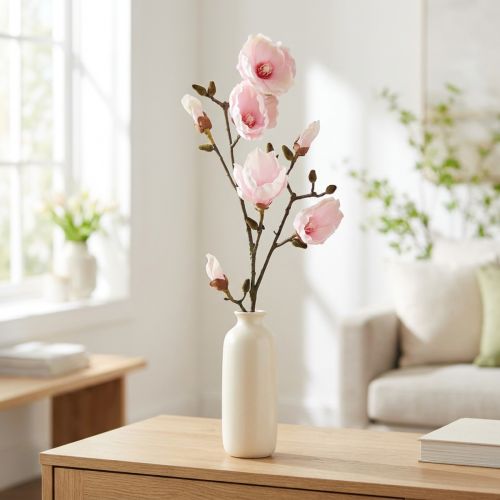 Branche Artificielle de Magnolia Rose 100 cm | Floristik24.fr