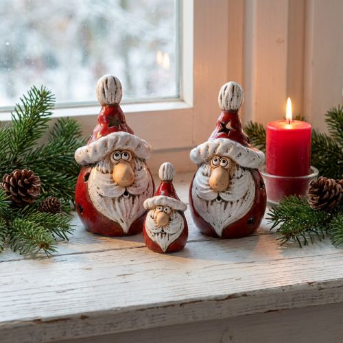 Figurines de Père Noël en céramique rouge et blanche – Lot de 4 – 10 cm | Floristik24.fr