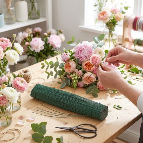 Article Fil de fixation vert pour décoration florale Ø0,4 mm 200 mm 1 kg