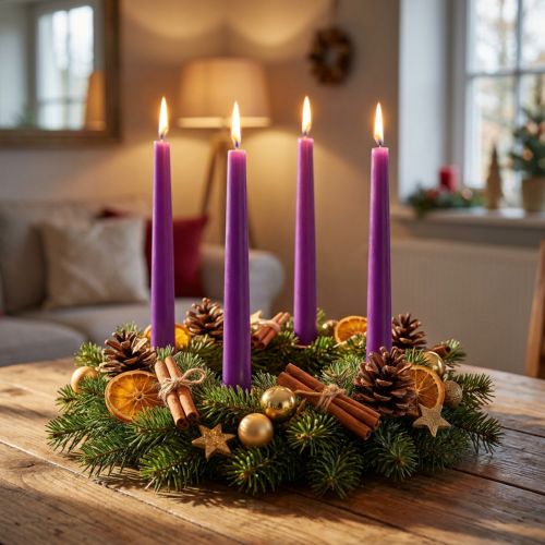 Bougies longues violet intense 250x23 mm - Lot de 12 | Floristik24.fr