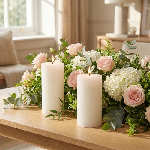 Bougies Blanches Cylindriques en Cire Teintée 50x100mm - Lot de 4 | Floristik24.fr
