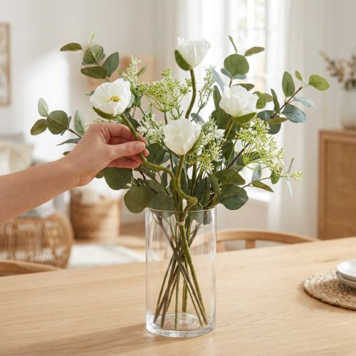 Kunstblume Mohn blanc 3 pièces L55/60/70 cm | Floristik24.fr