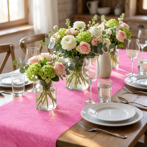 Article Tissu Vlies Décoratif Rose 23 cm x 25 m pour Décoration de Table