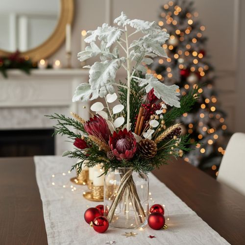 Branche artificielle de séneçon jacobée, feuille argentée, détaillée, 45 cm, 3 pièces | Floristik24.fr