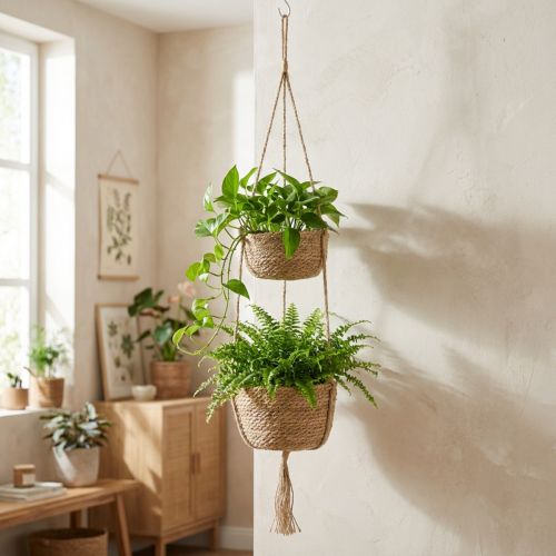 Article Suspension en corde avec paniers en fibre de mer 130 cm