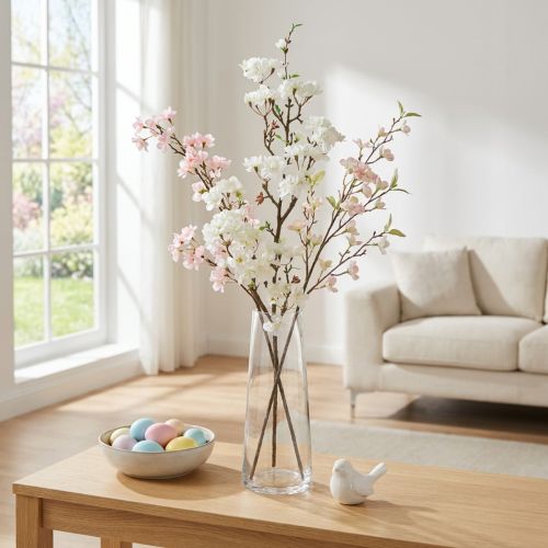 Branche de Cerisier Artificielle Blanche 110 cm - Décoration de Printemps | Floristik24.fr