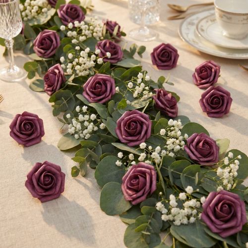 Roses en mousse Ø3,5 cm mauve – Lot de 48 | Floristik24.fr