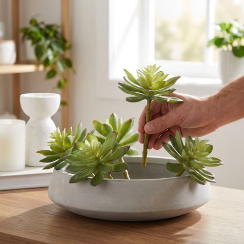 Kunstpflanzen Succulentes Vertes Ø10 cm Lot de 4 | Floristik24.fr