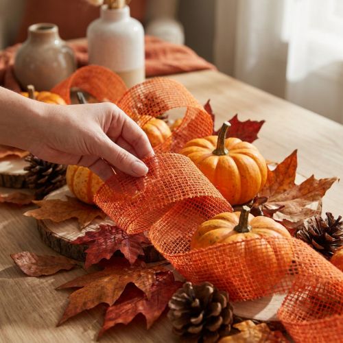 Ruban Décoratif en Jute Orange 5 cm x 40 m | Floristik24.fr