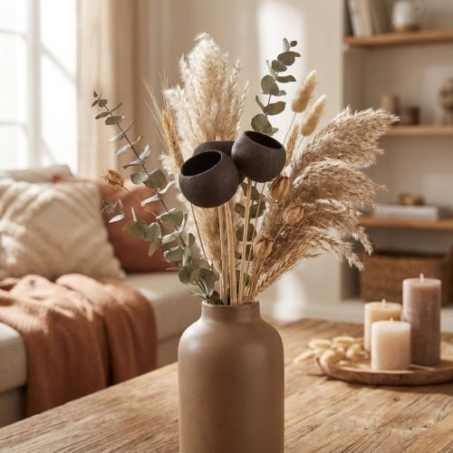 Article Bell Cups séchés noirs sur tige 44 cm – Lot de 3