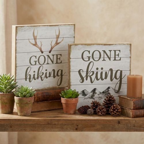 Article Plaques décoratives vintage en bois avec citations, 20 x 20 cm, lot de 2