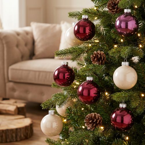 Boules de Noël en verre mixte Berry Ø6cm - Lot de 24 | Floristik24.fr