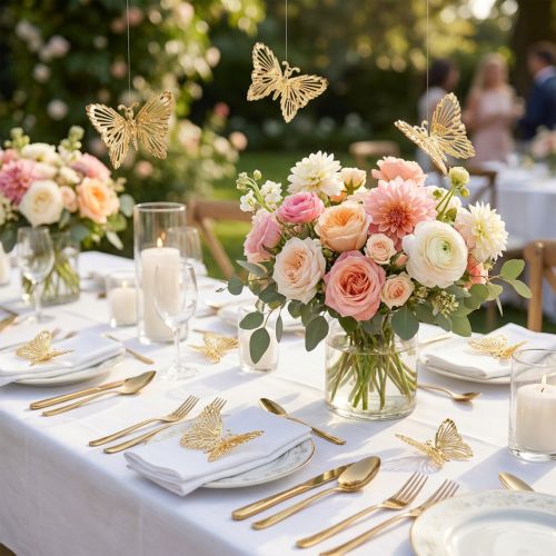 Lot de 30 papillons décoratifs en métal doré 5 cm | Floristik24.fr