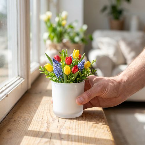 Pot en verre blanc Ø7,8cm H8cm | Floristik24.fr