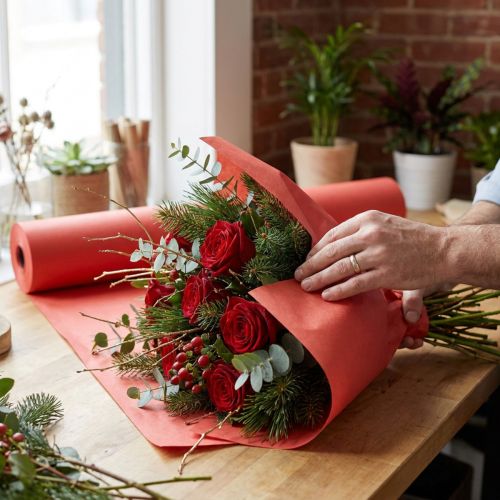 Papier de Soie Rouge Rouleau 25 cm x 100 m pour Décoration et Emballage | Floristik24.fr