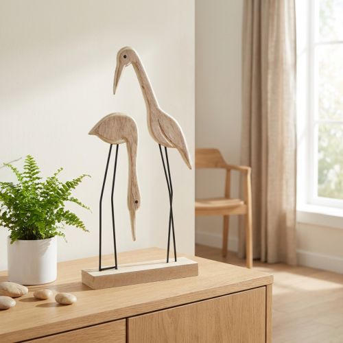 Figurines en Bois Kranichs, Paire Décorative 27,5×13 cm | Floristik24.fr