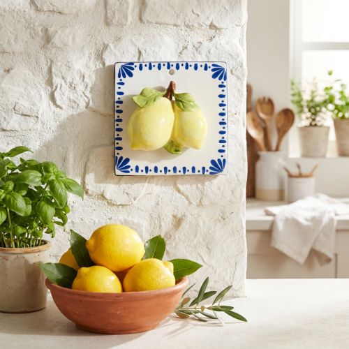 Carrelage décoratif mural en céramique motif citrons 15×15 cm | Floristik24.fr