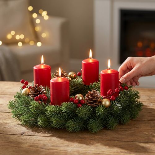 Couronne de Sapin Artificielle Verte Ø30 cm – Décoration de Noël, Table et Porte | Floristik24.fr
