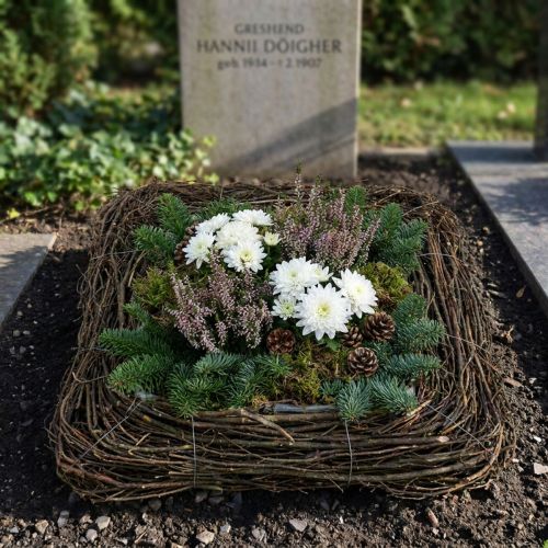 Coussin de plantation carré en branches naturelles 40x40 cm avec film plastique intérieur | Floristik24.fr